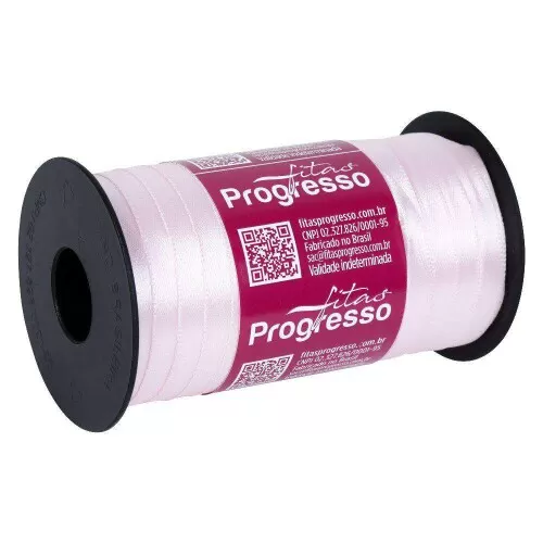 Fita de cetim simples 100mt x 07mm rosa claro 206 Progresso CF001