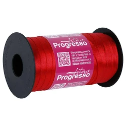 Fita de cetim simples 100mt x 07mm vermelho 209 Progresso