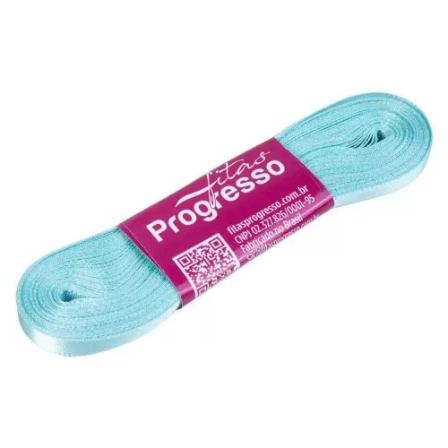 Fita de cetim simples 10mt x 07mm azul tiffany 247 Progresso CF001