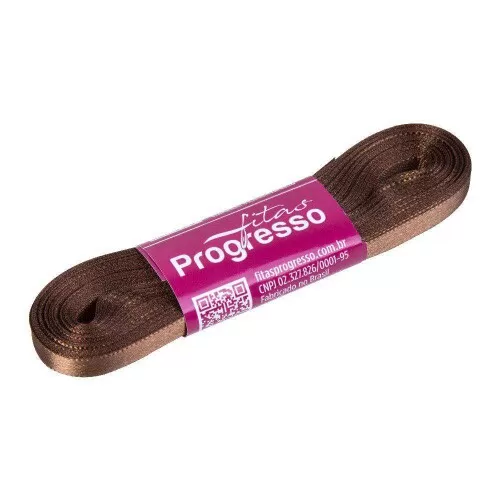 Fita de cetim simples 10mt x 07mm marrom 391 Progresso CF001