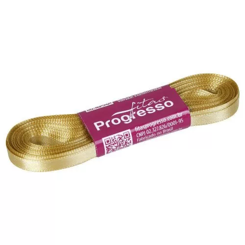 Fita de cetim simples 10mt x 07mm ouro 228 Progresso CF001