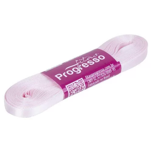 Fita de cetim simples 10mt x 07mm rosa claro 206 Progresso CF001