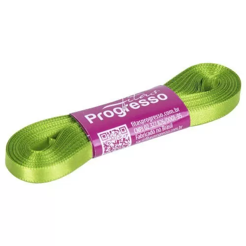 Fita de cetim simples 10mt x 07mm verde folha 677 Progresso CF001