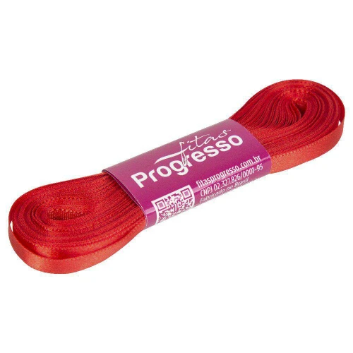 Fita de cetim simples 10mt x 07mm vermelho tomate 1354 Progresso CF001