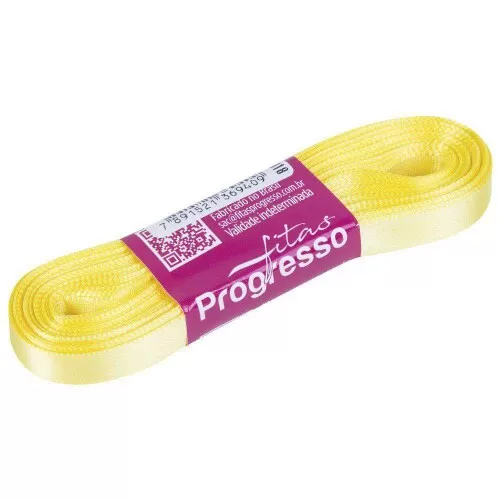 Fita de cetim simples 10mt x 10mm amarelo canário 242 Progresso CF002