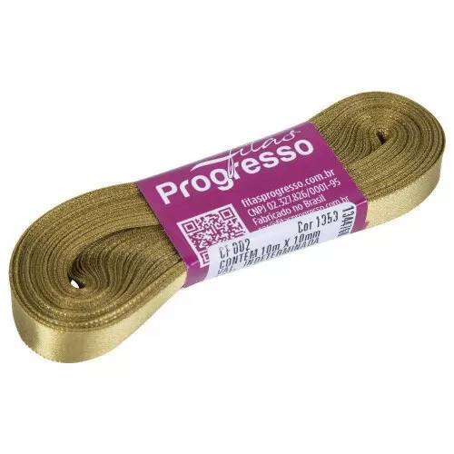 Fita de cetim simples 10mt x 10mm dourado 1353 Progresso CF002