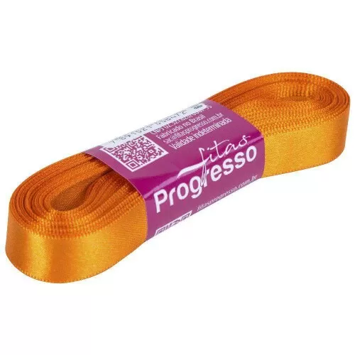 Fita de cetim simples 10mt x 10mm laranja 066 Progresso CF002