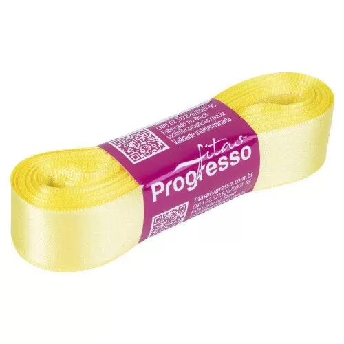 Fita de cetim simples 10mt x 15mm amarelo canário 242 Progresso CF003