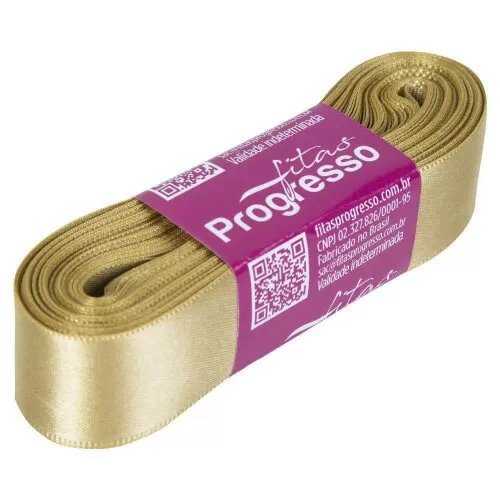 Fita de cetim simples 10mt x 15mm ouro 228 Progresso CF003