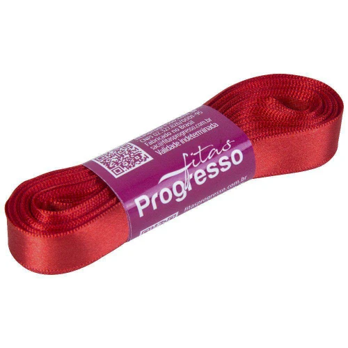 Fita de cetim simples 10mt x 15mm vermelho tomate 1354 Progresso CF003