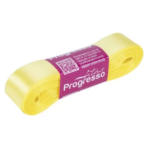 Fita de cetim simples 10mt x 22mm amarelo canário 242 Progresso CF005