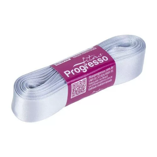 Fita de cetim simples 10mt x 22mm prata 084 Progresso CF005