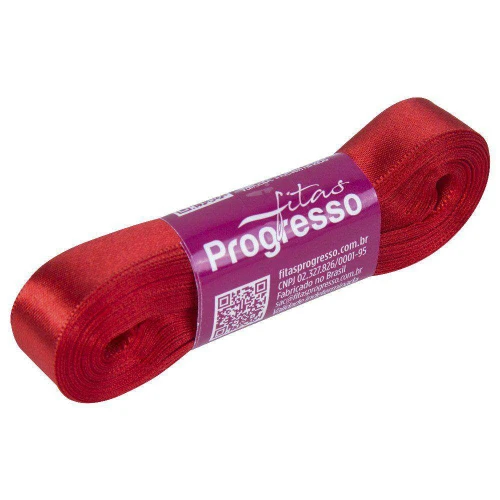 Fita de cetim simples 10mt x 22mm vermelho tomate 1354 Progresso CF005