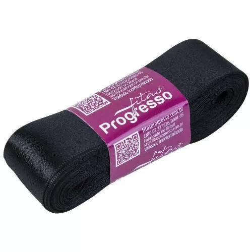 Fita de cetim simples 10mt x 30mm preto 219 Progresso CF007