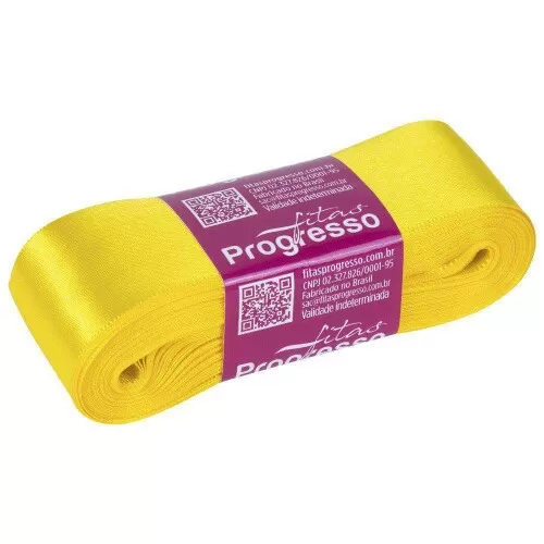 Fita de cetim simples 10mt x 38mm amarelo gema 763 Progresso CF009