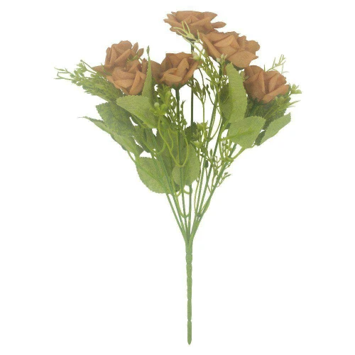 Flor buquê botão rosas com 07 galhos 30cm Va269