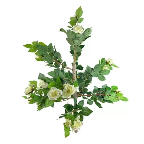 Flor haste roseira branca galho 80cm 5169