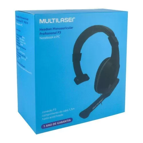 Fone de ouvido headset concha P3 com microfone PH374 Multilaser