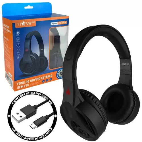 Fone de ouvido Headphone sem fio bluetooth/sd Inova