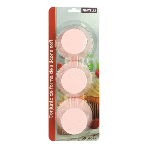 Forma de silicone para cupcake com 06 unidades Fratelli