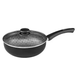 Frigideira antiaderente wok com tampa preta 24cm Panelux