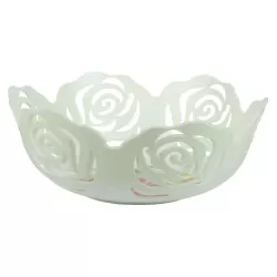 Fruteira de mesa plástica vazada floral 24,5cm Y888