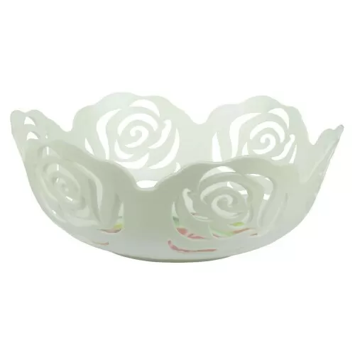 Fruteira de mesa plástica vazada floral 24,5cm Y888