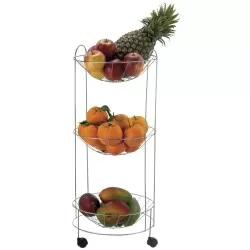 Fruteira de metal cromada 3 andares redonda 60cm Arthi