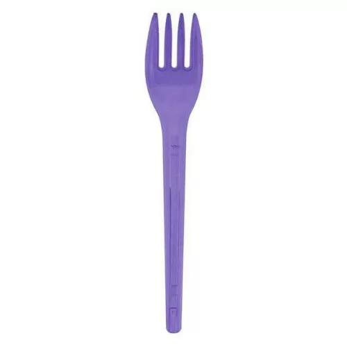 Garfo de plástico pequeno com 50 unidades neon roxo Strawplast