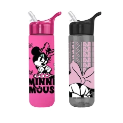 Garrafa plástica com canudo 700ml flip top Minnie Plasduran