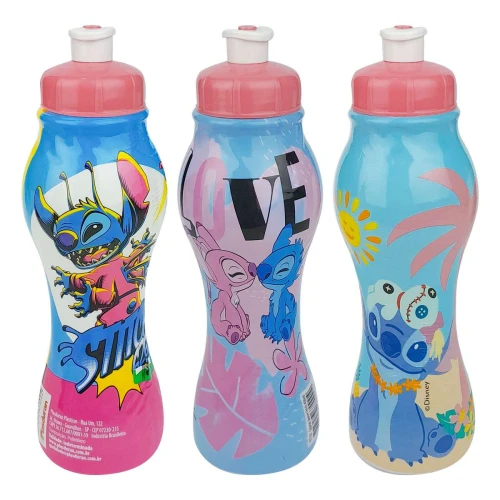 Garrafa plástica infantil 450ml sleeve Stitch Plasduran