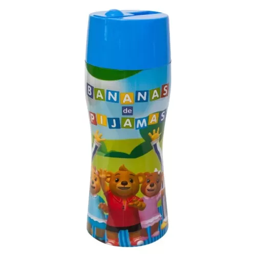 Garrafa plástica infantil 500ml canudo retrátil bananas de pijamas