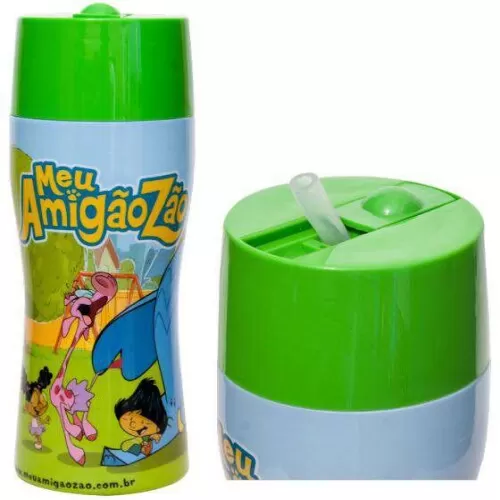 Garrafa plástica infantil 500ml canudo retrátil meu amigãozão