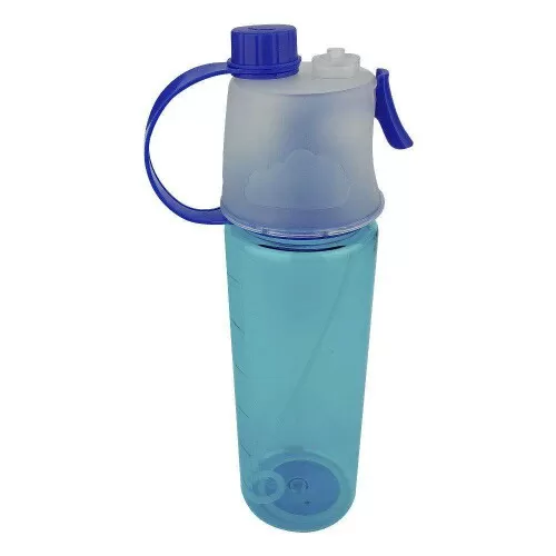 Garrafa plástica para água 600ml com borrifador azul livon Onyx