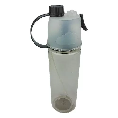 Garrafa plástica para água 600ml com borrifador preta livon Onyx