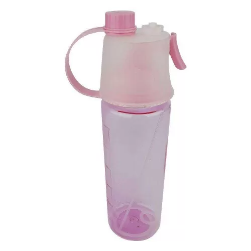 Garrafa plástica para água 600ml com borrifador rosa livon Onyx