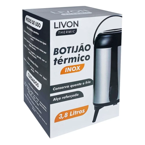 Garrafa térmica botijão inox 3,8 litros Livon