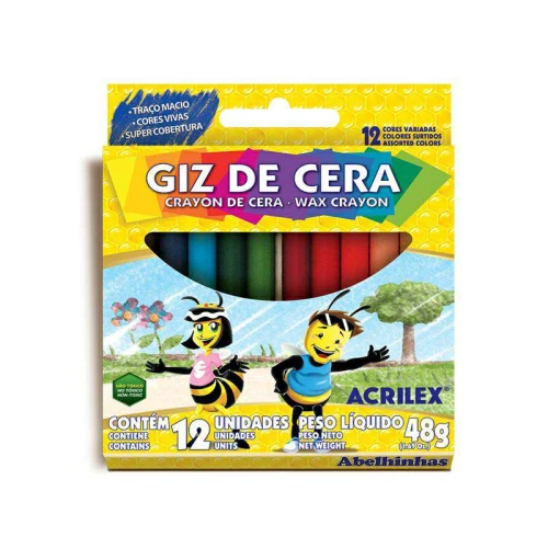 Giz de cera pequeno com 12 unidades Acrilex