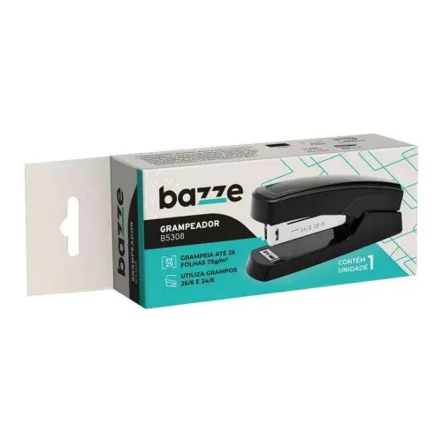 Grampeador 24/6 e 26/6 para 25 folhas preto Bazze