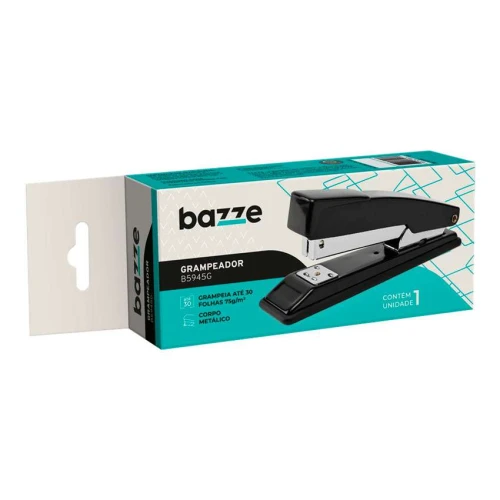 Grampeador para 30 folhas 26/6 e 24/6 preto Bazze