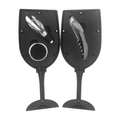 Kit acessório para vinho com 03 peças formato taça Casita