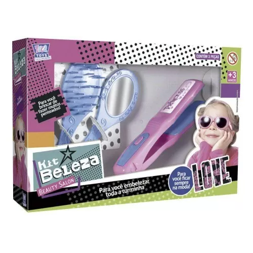 Kit beleza plástico chapinha com acessórios Zuca Toys