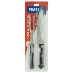 Kit para churrasco com 02 peças garfo + faca inox cabo plástico Fratelli