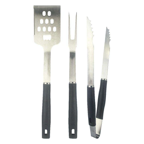 Kit para churrasco espátula + garfo + pegador cabo plástico Interponte