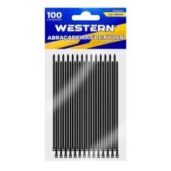 Lacre plástico preto 15cm x 2,5mm com 100 peças Western