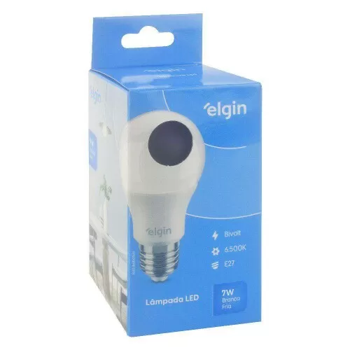 Lâmpada bulbo branca fria led 7W bivolt Elgin