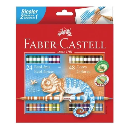 Lápis de cor com 24x48 cores bicolor Faber Castell