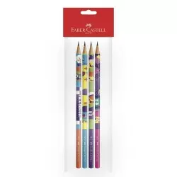 Lápis de escrever carinhas ecolapis blister com 04 unidades sortidos Faber Castell