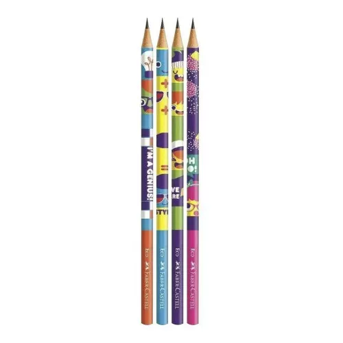 Lápis de escrever carinhas ecolapis blister com 04 unidades sortidos Faber Castell