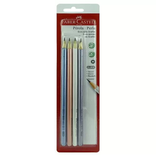 Lápis de escrever pérola ecolápis liso sortido blister com 04 unidades Faber castell